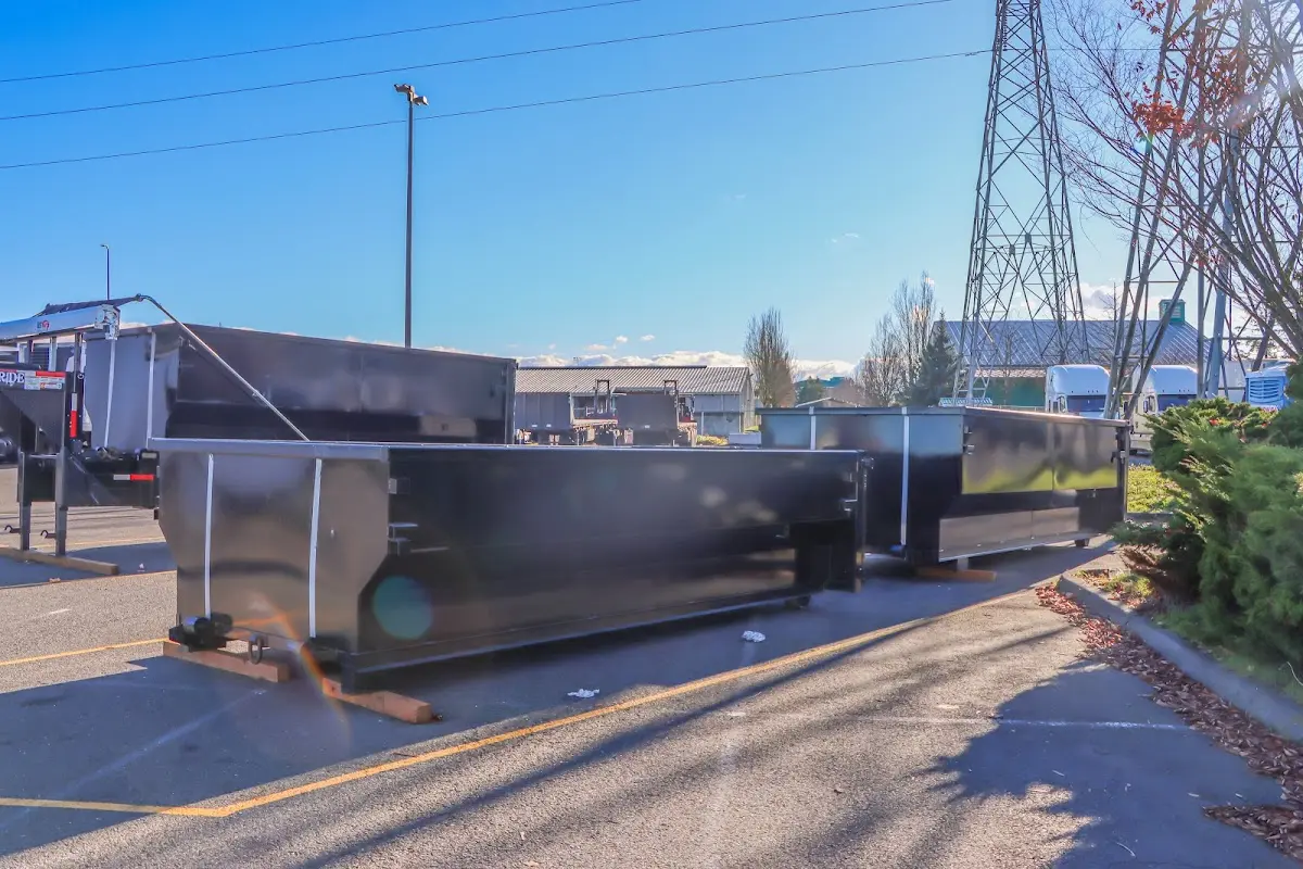 Roll-off dumpster ready for waste disposal at job site for Construction Dumpster Rental in Westmont
